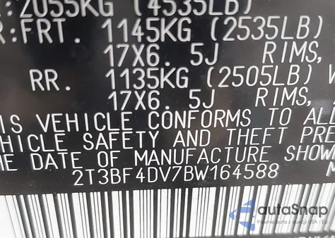 2011 Toyota Rav4 from USA, damaged, VIN 2T3BF4DV7BW164588